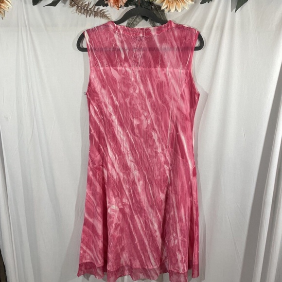 NEW $260 Komarov [ Large ] V-Neck Split Collar Pocket Dress‎ in Pink/White - Picture 8 of 12